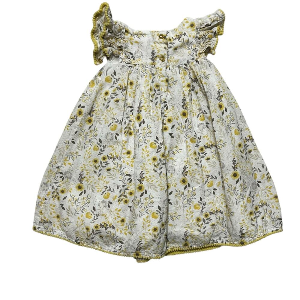Shabby Chic Floral Ruffle Girls Dress 3T Yellow Cottagecore Frilly Dainty Summer